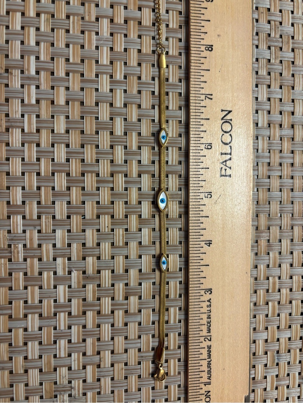 18k Gold plated Evil Eye Bracelet with Blue Accent - Women Jewelry - Picture 2 of 2
